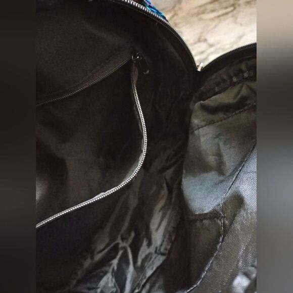 Small Bookbag Backpack Purse Reversible Rainbow to Silver Sequin - Picture 6 of 10